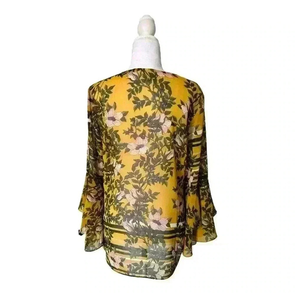 CAbi Spring Scene Sheer Floral Long Sleeve Blouse Size S - Picture 5 of 8